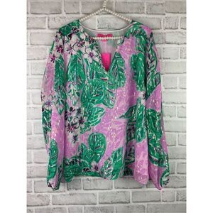 New Lilly Pulitzer AARON Silk Tunic Magnolia Lilac Leidees Night  STYLE: 00789